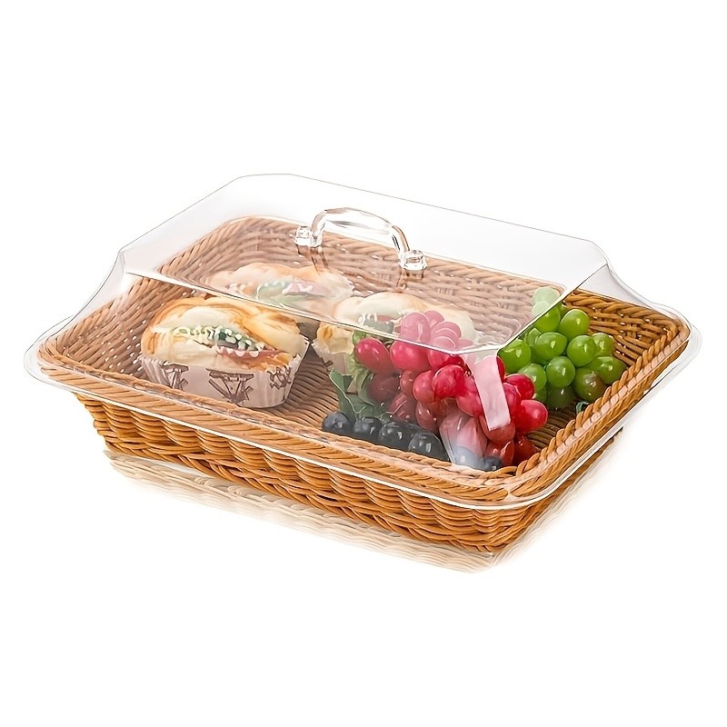 FARIDABIO Bread Basket with Clear Acrylic Lid – Stylish and Durable Food Storage for Pastries and Desserts