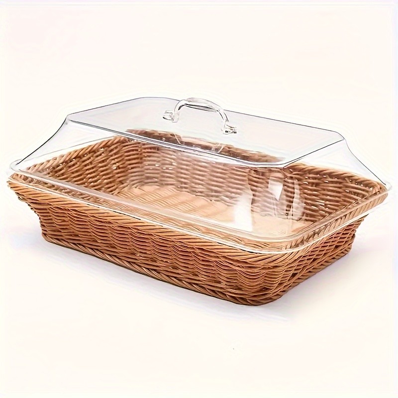 FARIDABIO Bread Basket with Clear Acrylic Lid – Stylish and Durable Food Storage for Pastries and Desserts