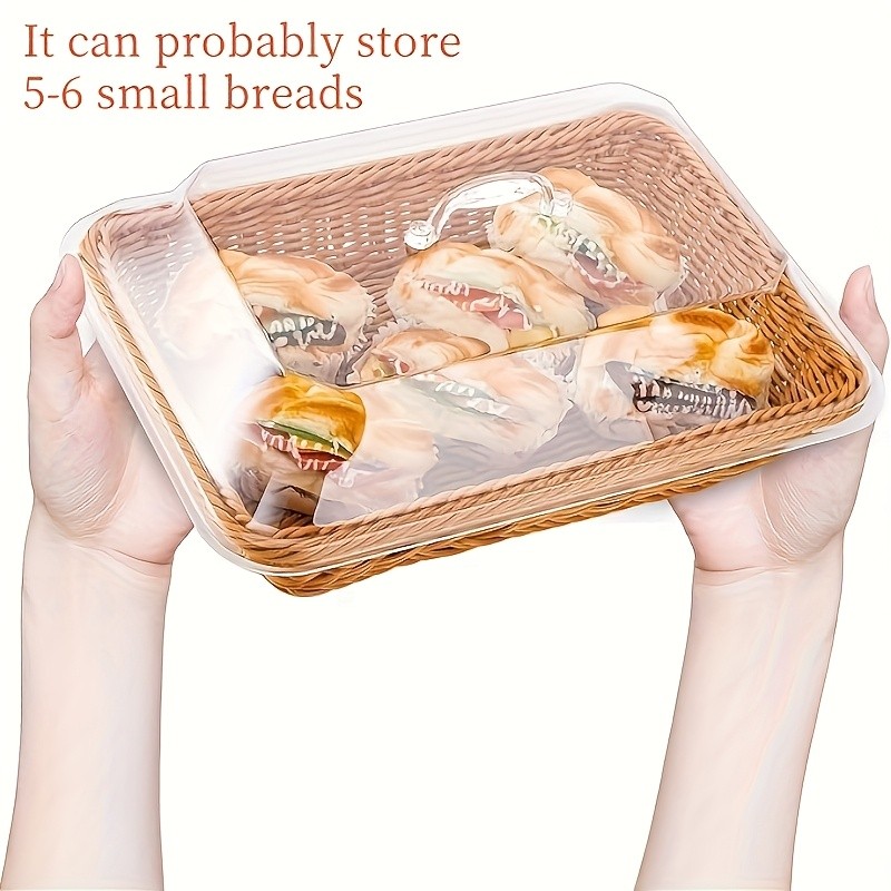 FARIDABIO Bread Basket with Clear Acrylic Lid – Stylish and Durable Food Storage for Pastries and Desserts