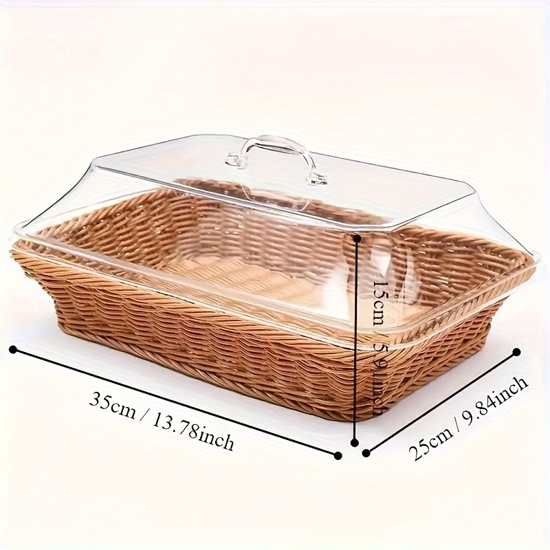 FARIDABIO Bread Basket with Clear Acrylic Lid – Stylish and Durable Food Storage for Pastries and Desserts
