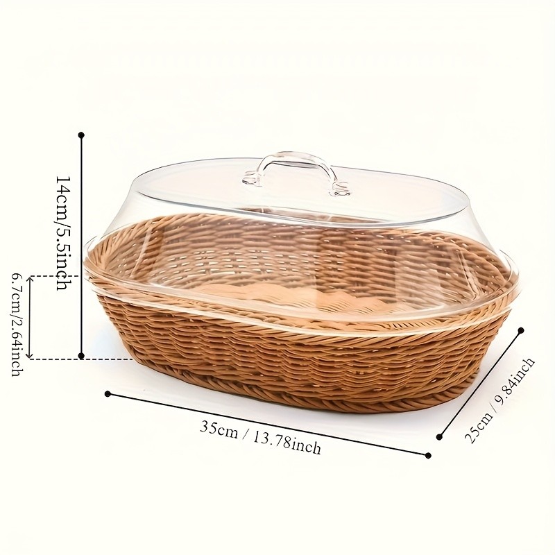 FARIDABIO Bread Basket with Clear Acrylic Lid – Stylish and Durable Food Storage for Pastries and Desserts