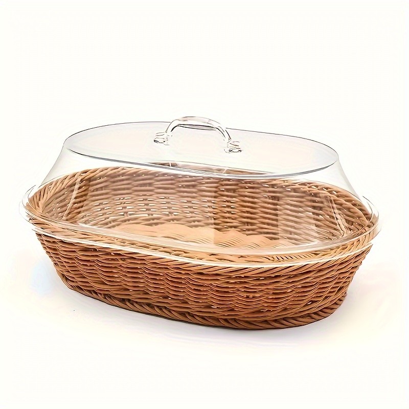FARIDABIO Bread Basket with Clear Acrylic Lid – Stylish and Durable Food Storage for Pastries and Desserts