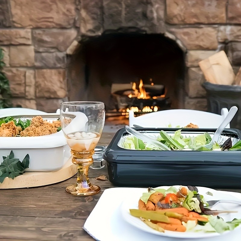 FARIDABIO 2-in-1 Aluminum Foil Tray with Heat Preservation – Stackable Serving Tray for Salads, BBQs, and More