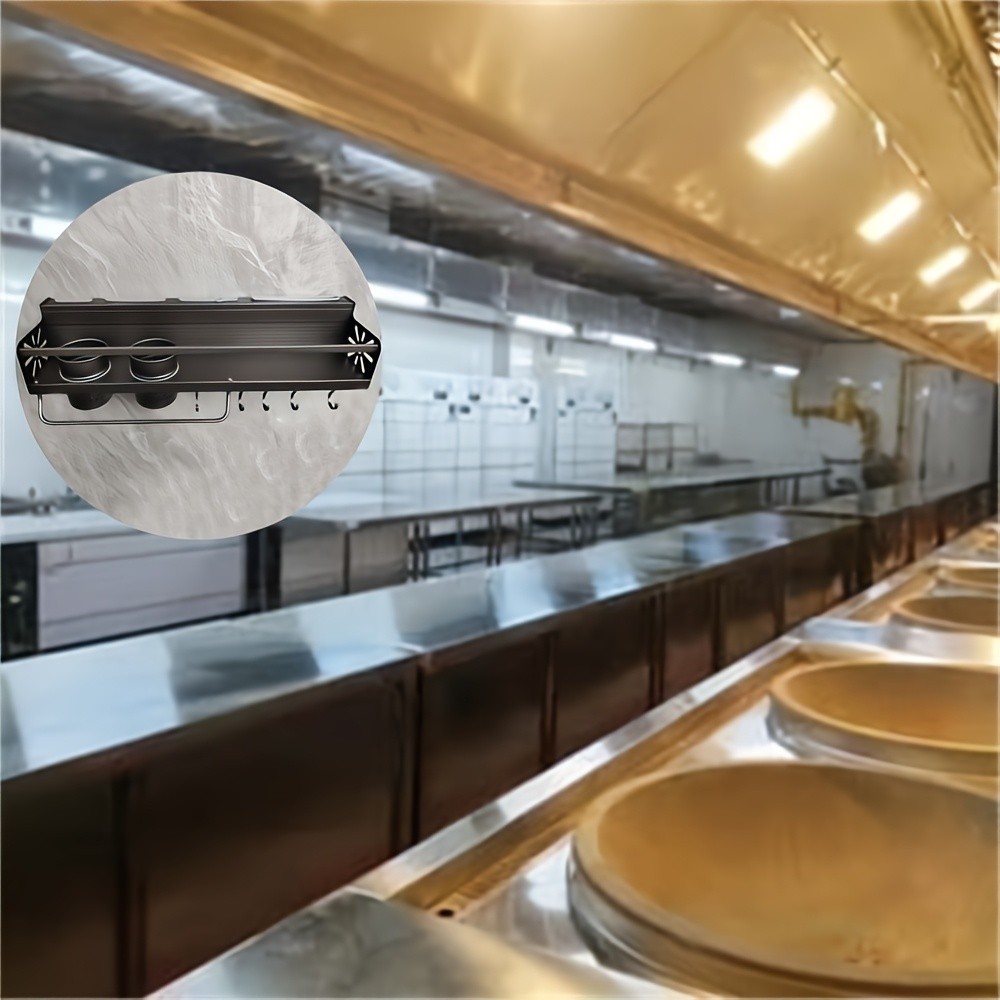 FARIDABIO Varnished Metal Hanging Shelf – Wall-Mounted Kitchen Utensil Rack with Hooks