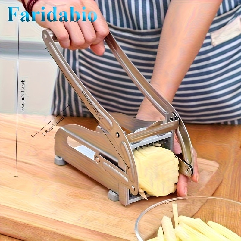 FARIDABIO Stainless Steel Fruit Cutting Machine – Manual French Fry Cutter and Vegetable Chopper