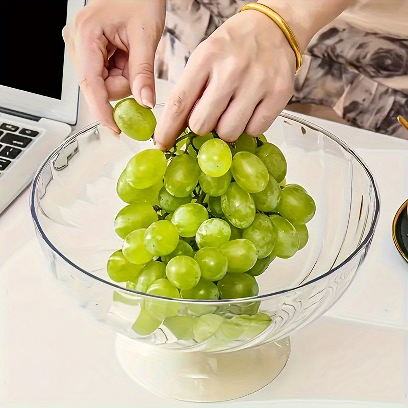 FARIDABIO Versatile Countertop Fruit Tray – Fruit Bowl with Lid and Drainage Holes