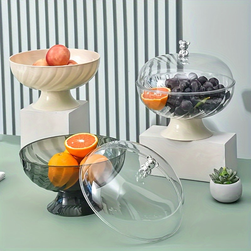 FARIDABIO Versatile Countertop Fruit Tray – Fruit Bowl with Lid and Drainage Holes