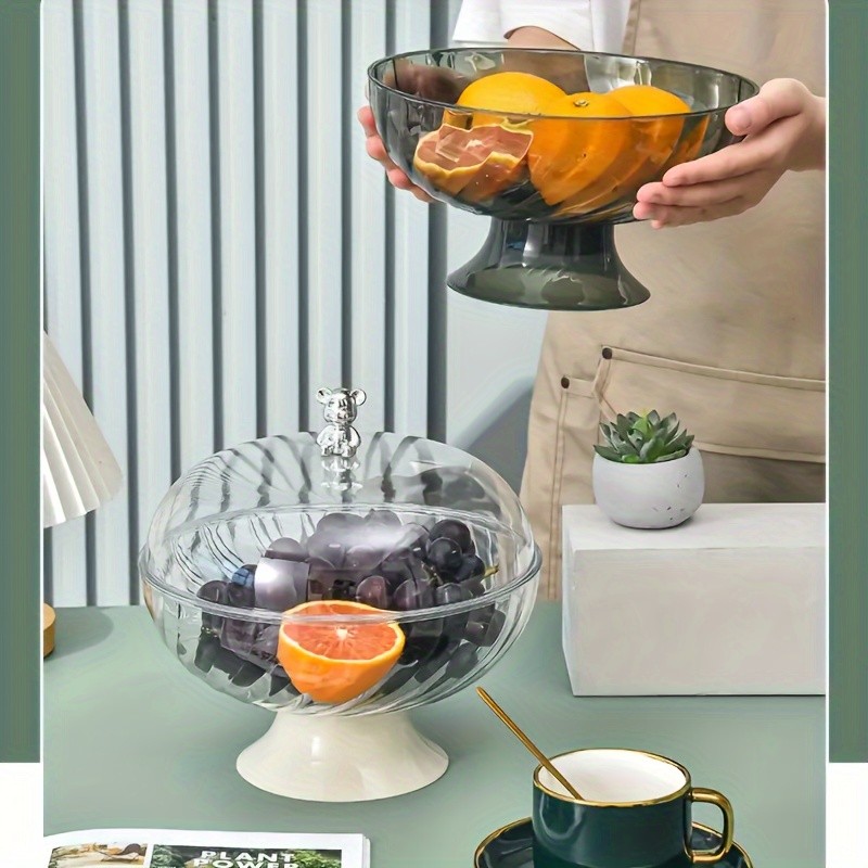 FARIDABIO Versatile Countertop Fruit Tray – Fruit Bowl with Lid and Drainage Holes