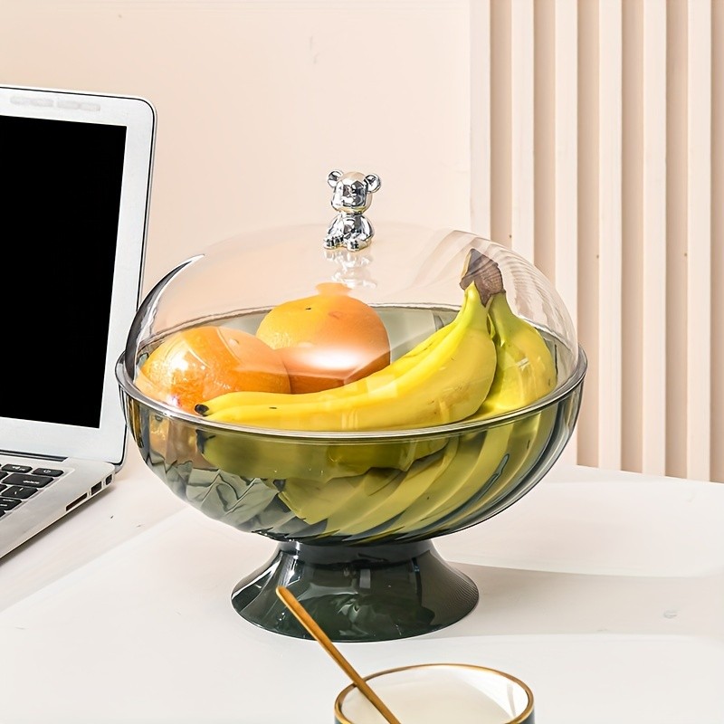 FARIDABIO Versatile Countertop Fruit Tray – Fruit Bowl with Lid and Drainage Holes