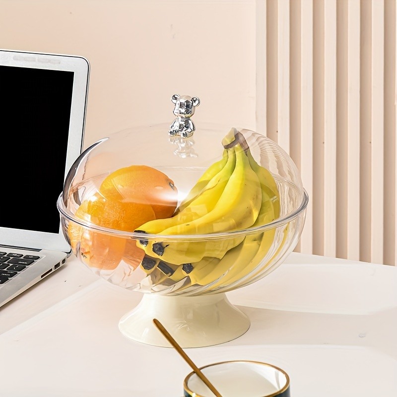 FARIDABIO Versatile Countertop Fruit Tray – Fruit Bowl with Lid and Drainage Holes