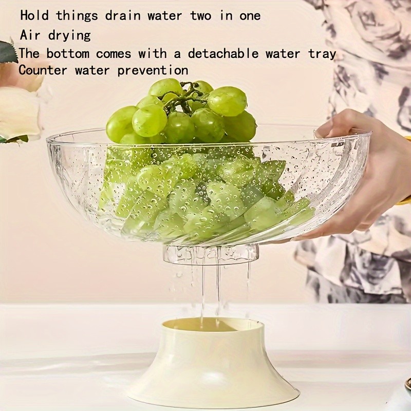 FARIDABIO Versatile Countertop Fruit Tray – Fruit Bowl with Lid and Drainage Holes