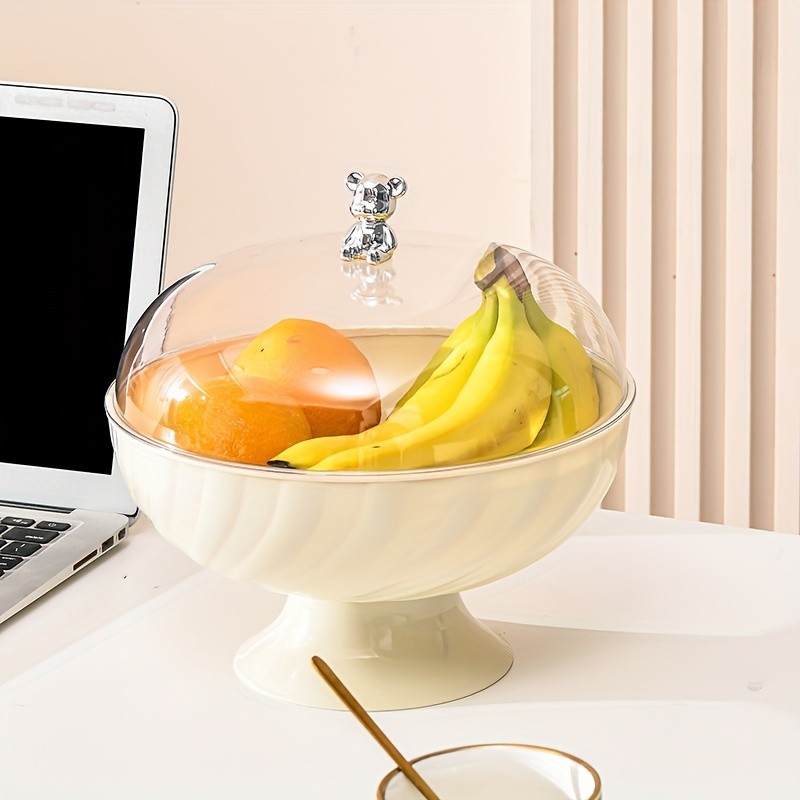 FARIDABIO Versatile Countertop Fruit Tray – Fruit Bowl with Lid and Drainage Holes