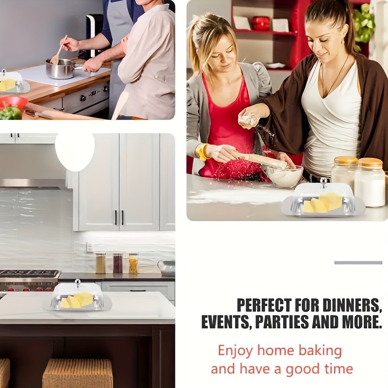 FARIDABIO Premium Butter Dish – Stainless Steel Butter Keeper with Plastic Cover