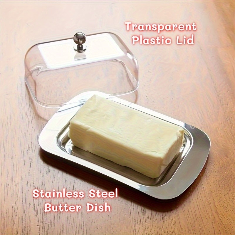 FARIDABIO Premium Butter Dish – Stainless Steel Butter Keeper with Plastic Cover