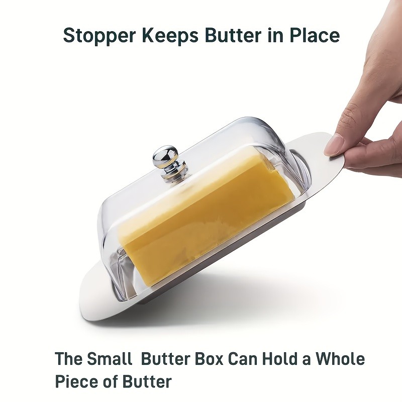 FARIDABIO Premium Butter Dish – Stainless Steel Butter Keeper with Plastic Cover