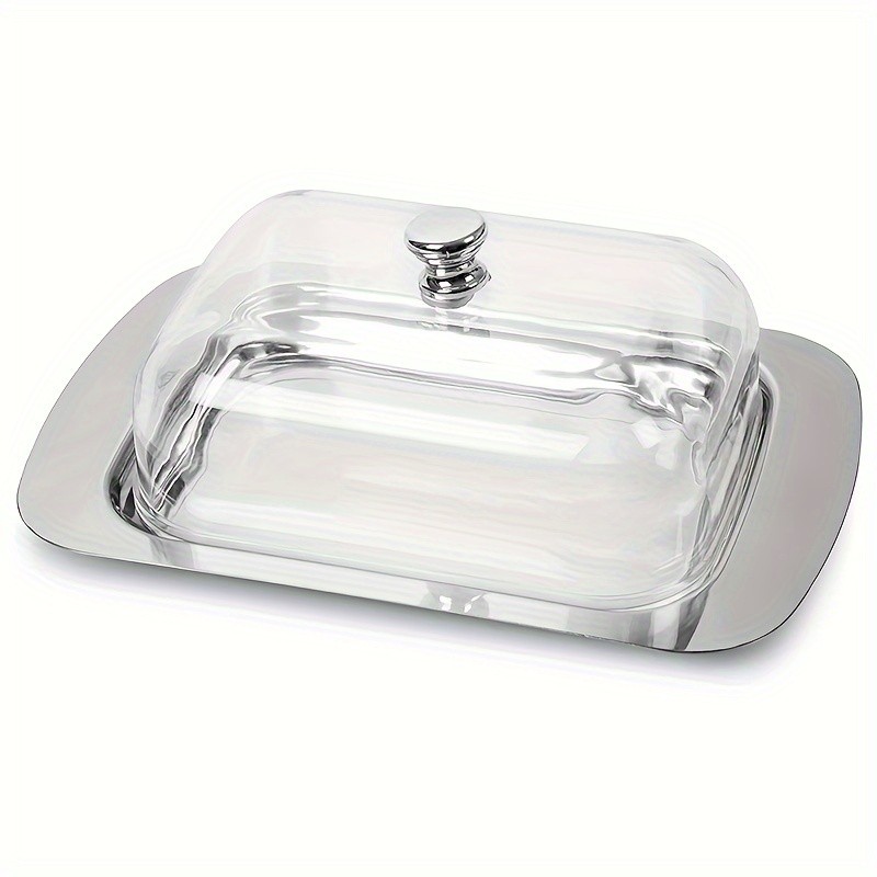 FARIDABIO Premium Butter Dish – Stainless Steel Butter Keeper with Plastic Cover