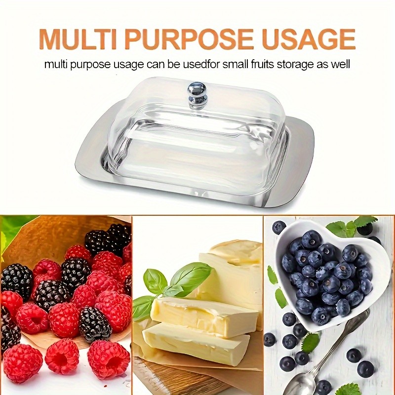 FARIDABIO Premium Butter Dish – Stainless Steel Butter Keeper with Plastic Cover