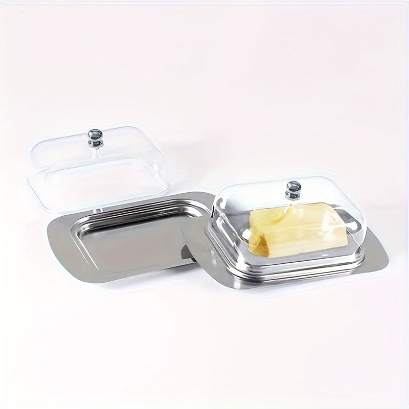 FARIDABIO Premium Butter Dish – Stainless Steel Butter Keeper with Plastic Cover