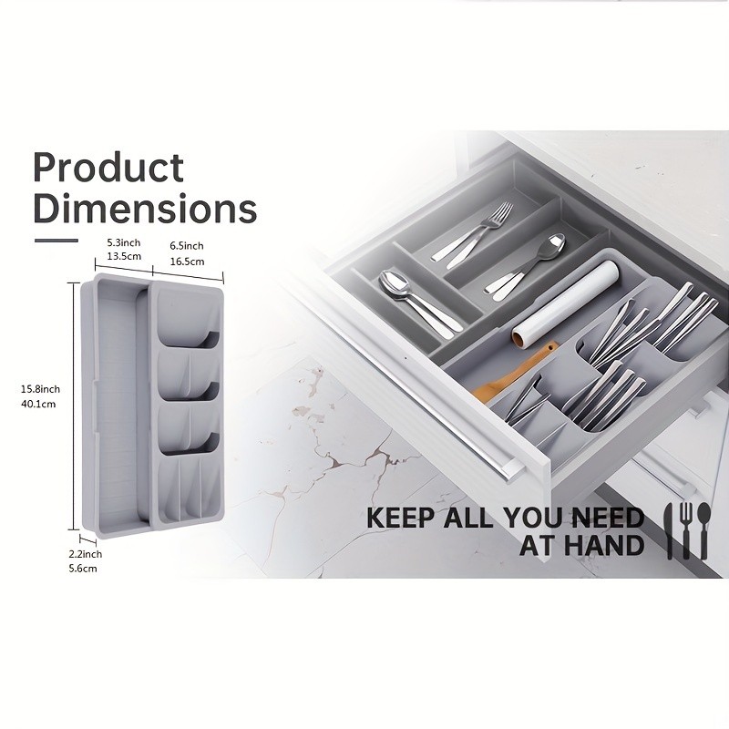 FARIDABIO Expandable Silverware Organizer Tray – Versatile Utensil Holder for Kitchen Drawers