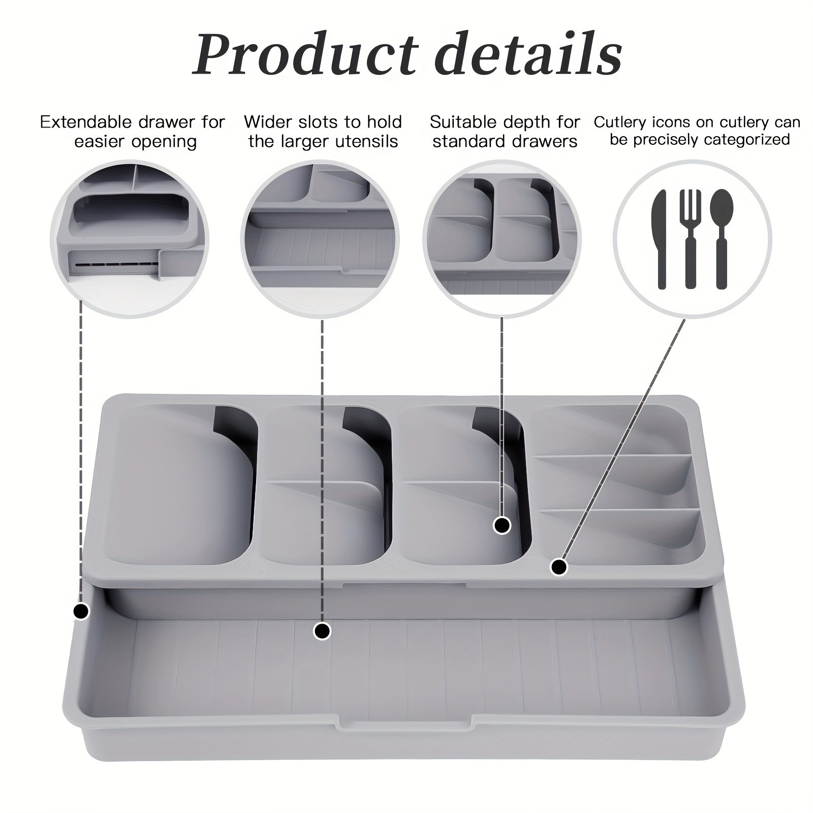 FARIDABIO Expandable Silverware Organizer Tray – Versatile Utensil Holder for Kitchen Drawers