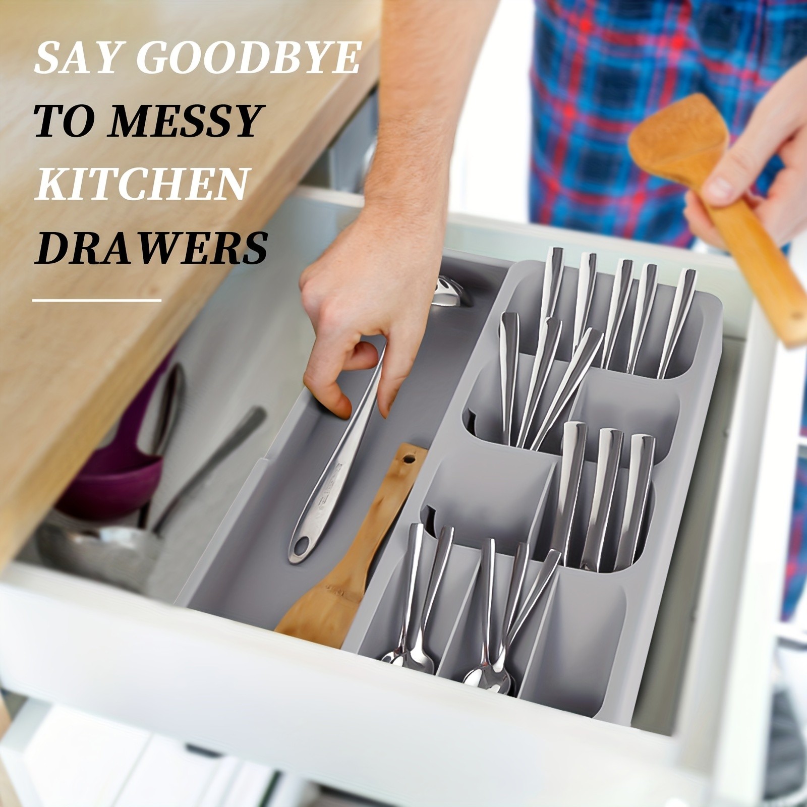 FARIDABIO Expandable Silverware Organizer Tray – Versatile Utensil Holder for Kitchen Drawers