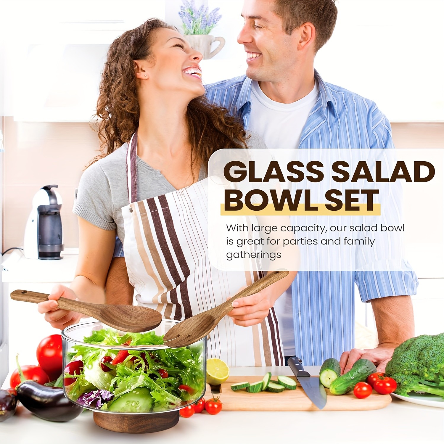 FARIDABIO Clear Glass Salad Bowl – Nordic Modern Dining Bowl for Home and Restaurant