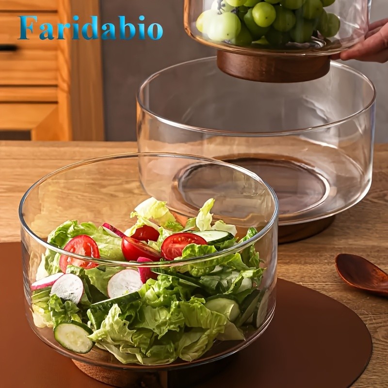 FARIDABIO Clear Glass Salad Bowl – Nordic Modern Dining Bowl for Home and Restaurant