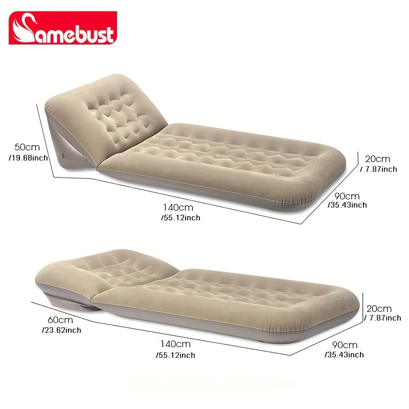 CAMEBUST Inflatable Flocking Sofa – Adjustable Single Foldable Airbed Mattress for Home and Outdoor Relaxation