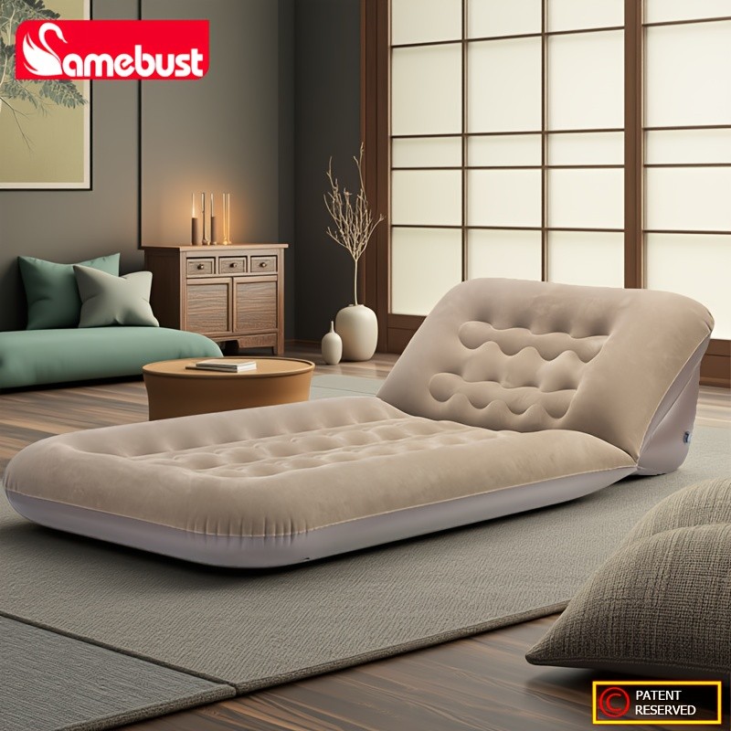 CAMEBUST Inflatable Flocking Sofa – Adjustable Single Foldable Airbed Mattress for Home and Outdoor Relaxation