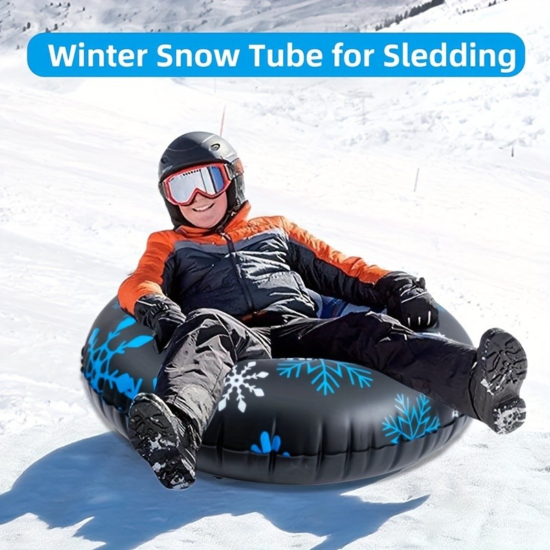CAMEBUST 47-Inch Black Inflatable Snow Tube – Durable PVC White Snow Sled for Family Fun