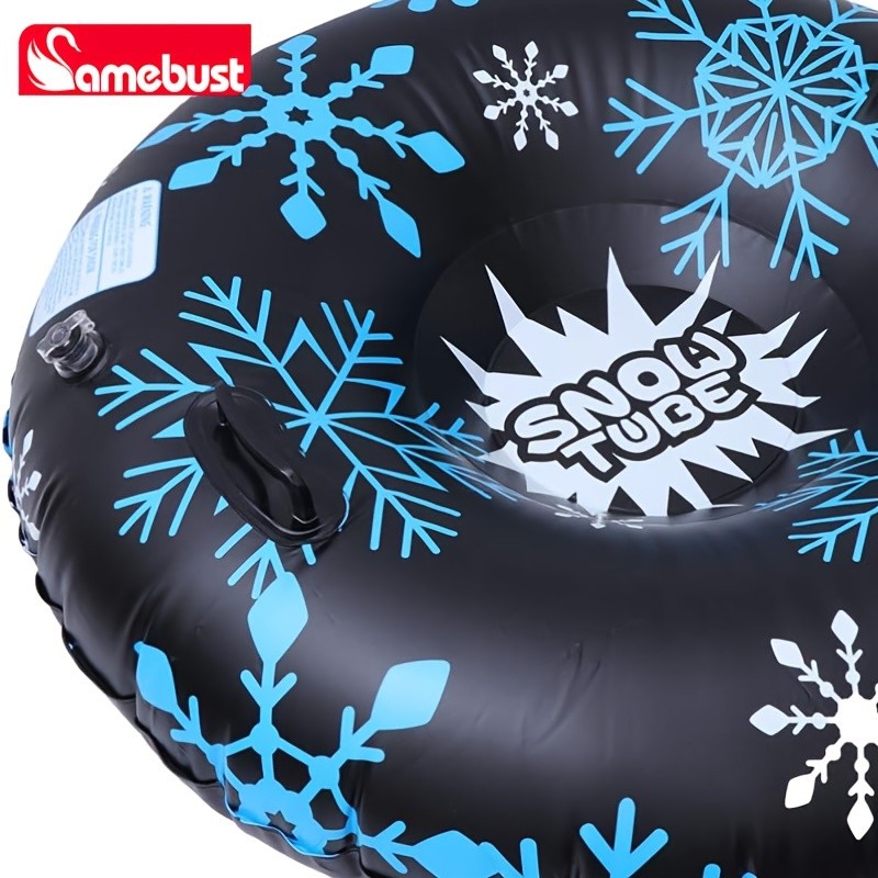 CAMEBUST 47-Inch Black Inflatable Snow Tube – Durable PVC White Snow Sled for Family Fun