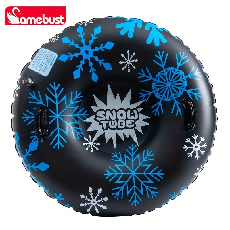 CAMEBUST 47-Inch Black Inflatable Snow Tube – Durable PVC White Snow Sled for Family Fun