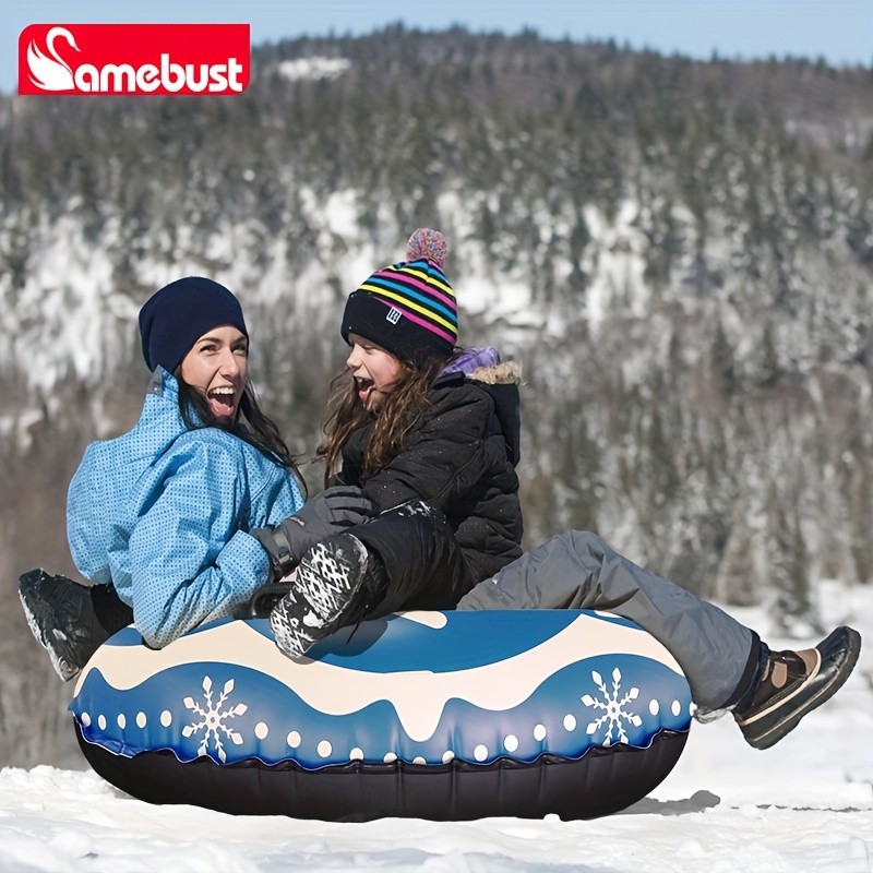 CAMEBUST 119.38cm Inflatable Snow Tube with Dual Handles – Heavy-Duty Snow Sled for Winter Fun
