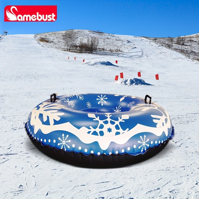 CAMEBUST 119.38cm Inflatable Snow Tube with Dual Handles – Heavy-Duty Snow Sled for Winter Fun