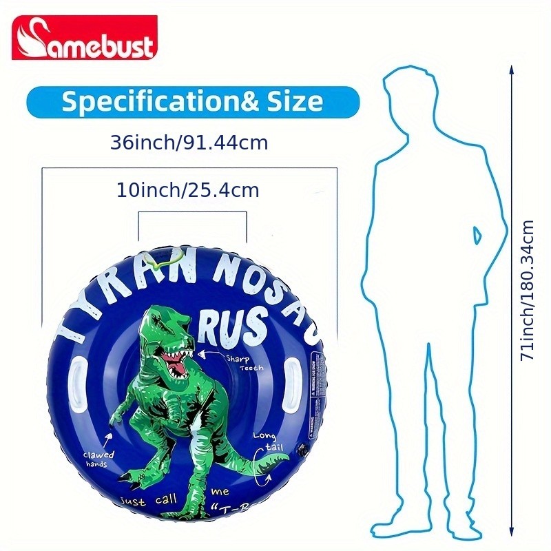 CAMEBUST Inflatable Snow Tube with 2 Handles – Skiing, Skating, and Winter Sledding Fun