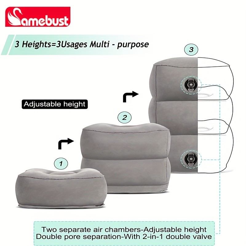 CAMEBUST Inflatable Foot Rest Pillow – Adjustable Cushion for Travel, Airplane, and Car Comfort