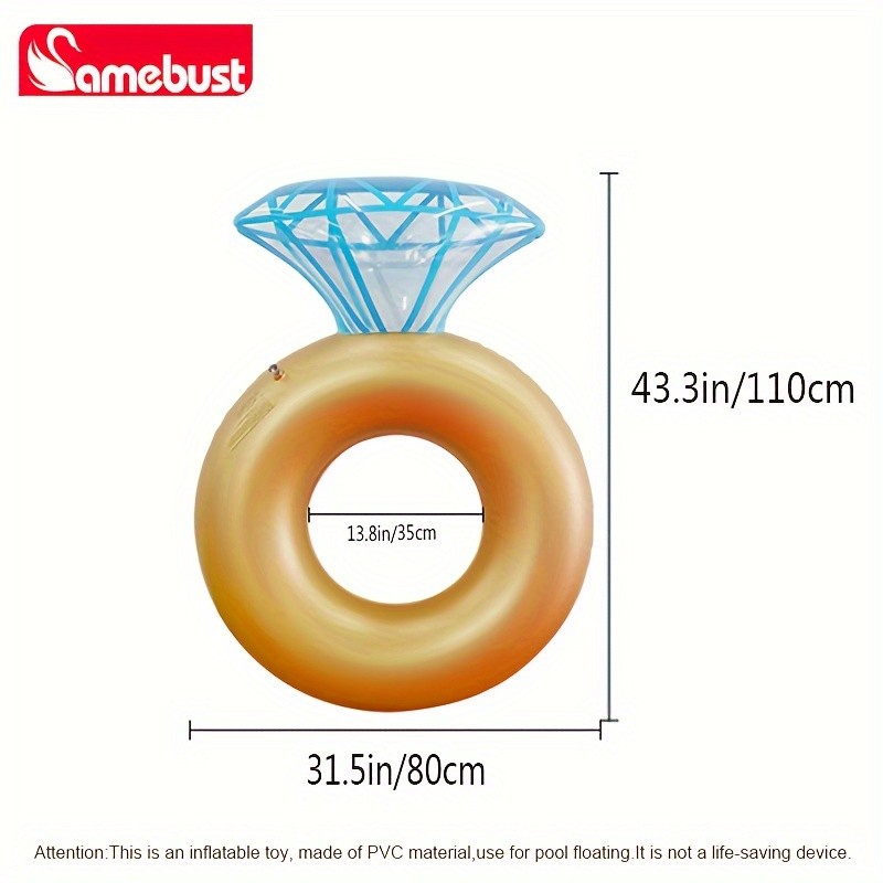 CAMEBUST Inflatable Ring Pool Float – Golden PVC Swim Ring for Poolside Relaxation