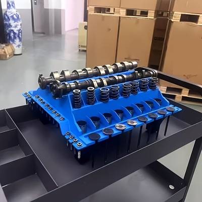 PMMJ Yellow Engine Cylinder Cover Valve Organizer Stand – Durable Plastic Engine Parts Holder for DIY Enthusiasts