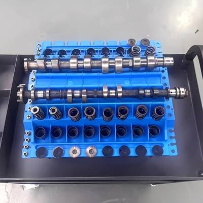 PMMJ Yellow Engine Cylinder Cover Valve Organizer Stand – Durable Plastic Engine Parts Holder for DIY Enthusiasts