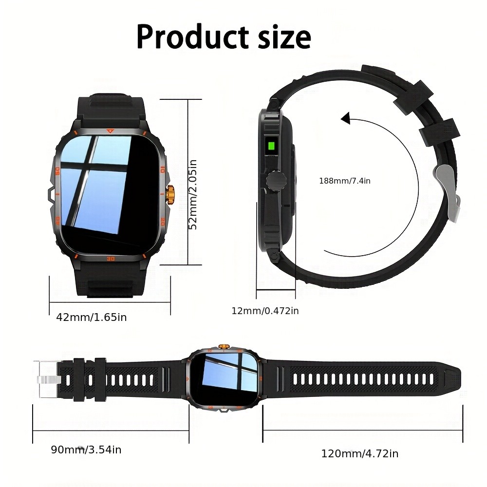 ERUN Men’s Smartwatch – 2.01-Inch Full Touchscreen Smartwatch with Wireless Call/Answer, Sports Modes, and Music Controls