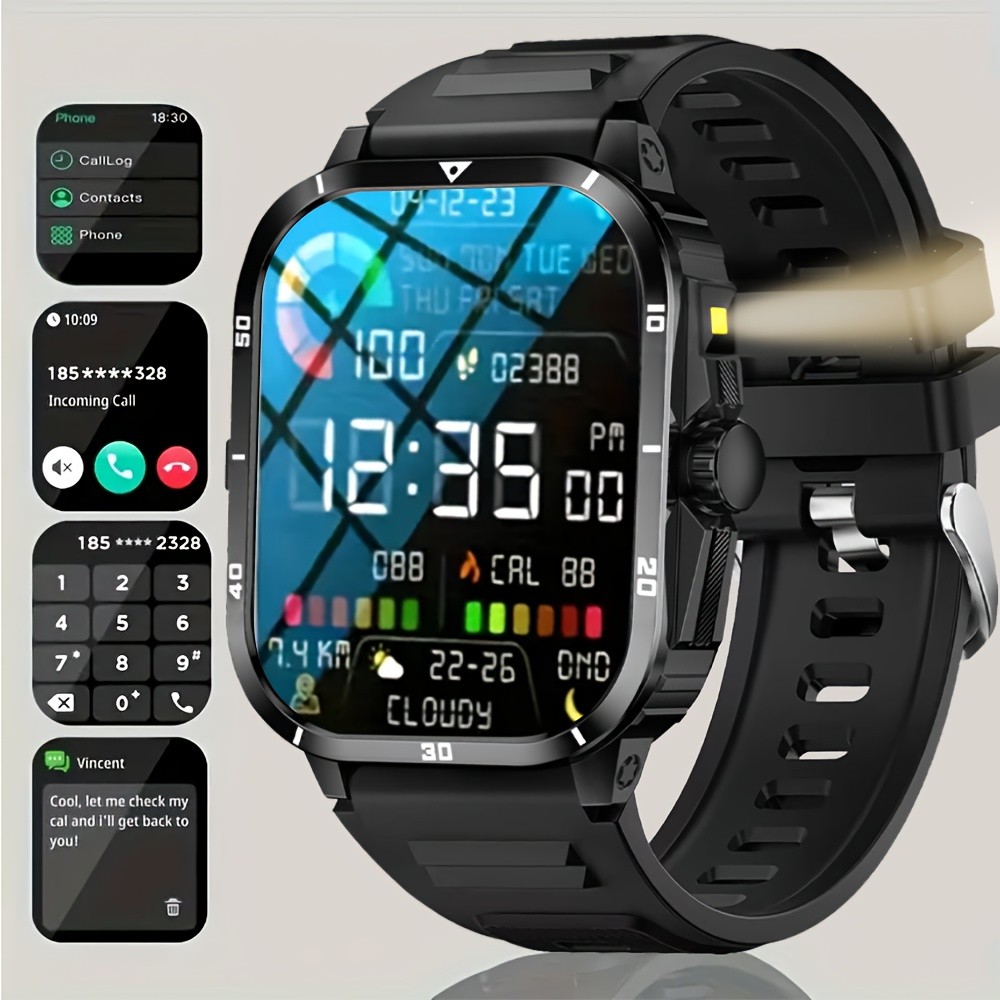 ERUN Men’s Smartwatch – 2.01-Inch Full Touchscreen Smartwatch with Wireless Call/Answer, Sports Modes, and Music Controls