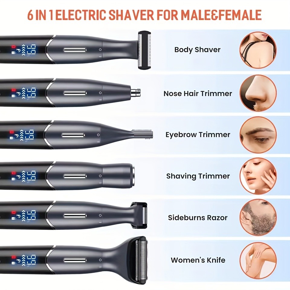GZHJGOS 6-in-1 Men's & Women's Bikini Trimmer & Shaver