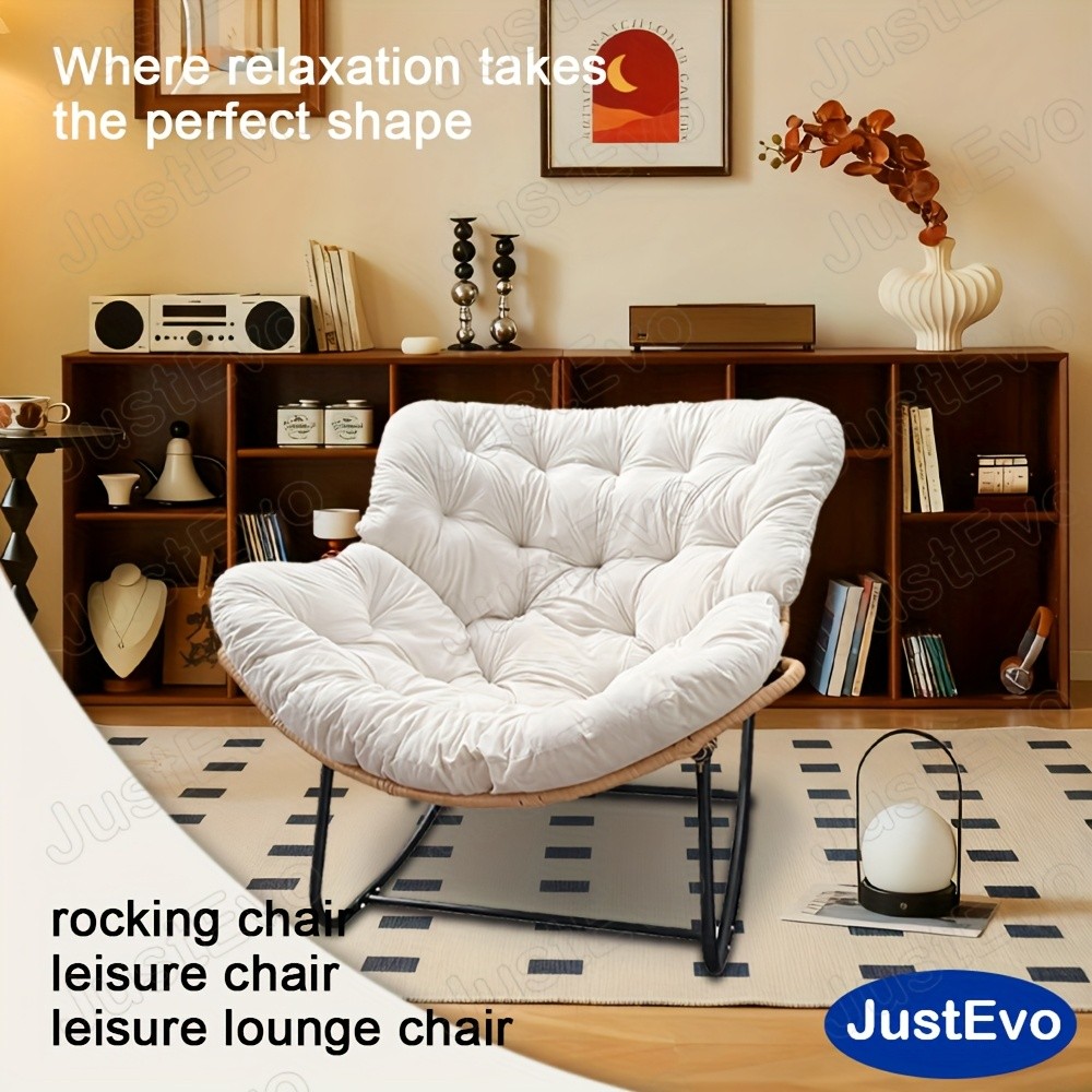 JUSTEVO Extra Large Comfortable Rocking Chair – Ergonomic Recliner with Adjustable Headrest for Ultimate Relaxation