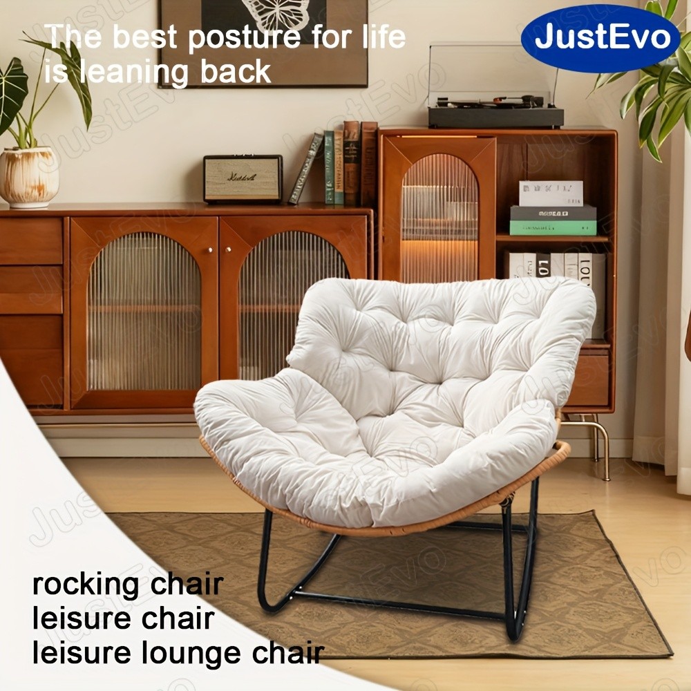 JUSTEVO Extra Large Comfortable Rocking Chair – Ergonomic Recliner with Adjustable Headrest for Ultimate Relaxation