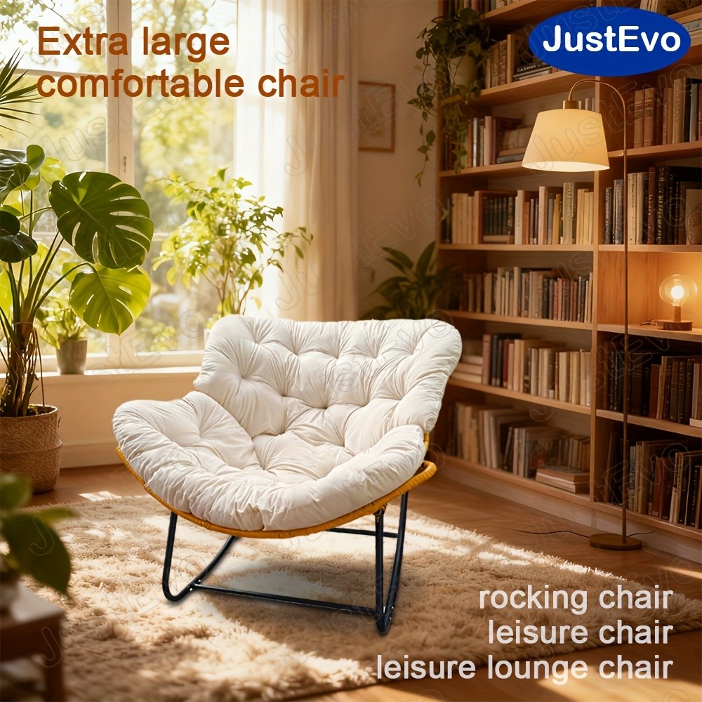 JUSTEVO Extra Large Comfortable Rocking Chair – Ergonomic Recliner with Adjustable Headrest for Ultimate Relaxation