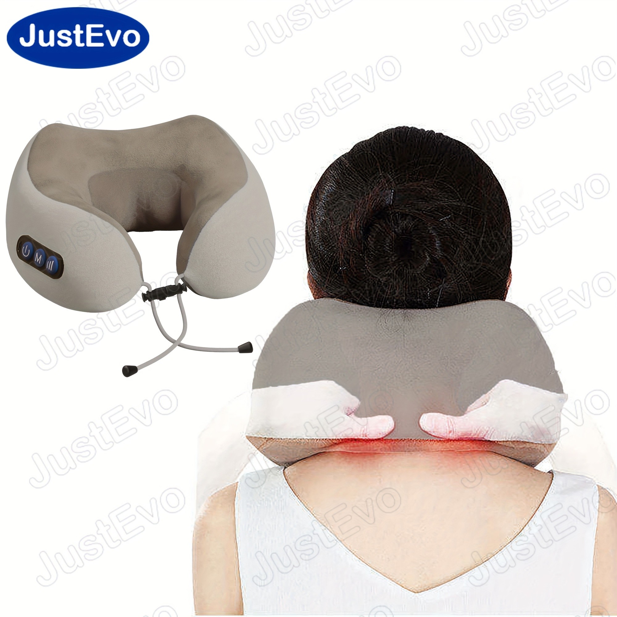 JUSTEVO Electric Neck Massage Pillow – Perfect Neck Relief for Travel, Office, and On-the-Go
