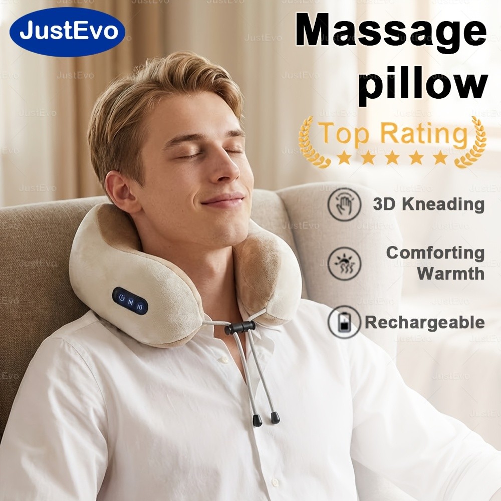 JUSTEVO 3D Kneading Neck Massage Pillow – Extra-Thick Memory Foam for Ultimate Comfort and Relaxation