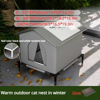 KEMORELA Classic Style Outdoor Cat House – All-Season Enclosed Pet Shelter with Warm Mats