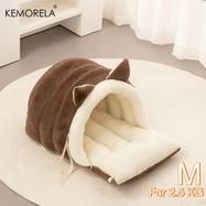 KEMORELA 2025 New Cat Ear Cat Bed – Soft, Plush Semi-Enclosed Pet Nest for Ultimate Comfort
