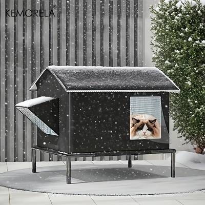 KEMORELA All-Season Outdoor Cat House with Warm Base – Heavy-Duty Insulated Pet Shelter for Year-Round Comfort